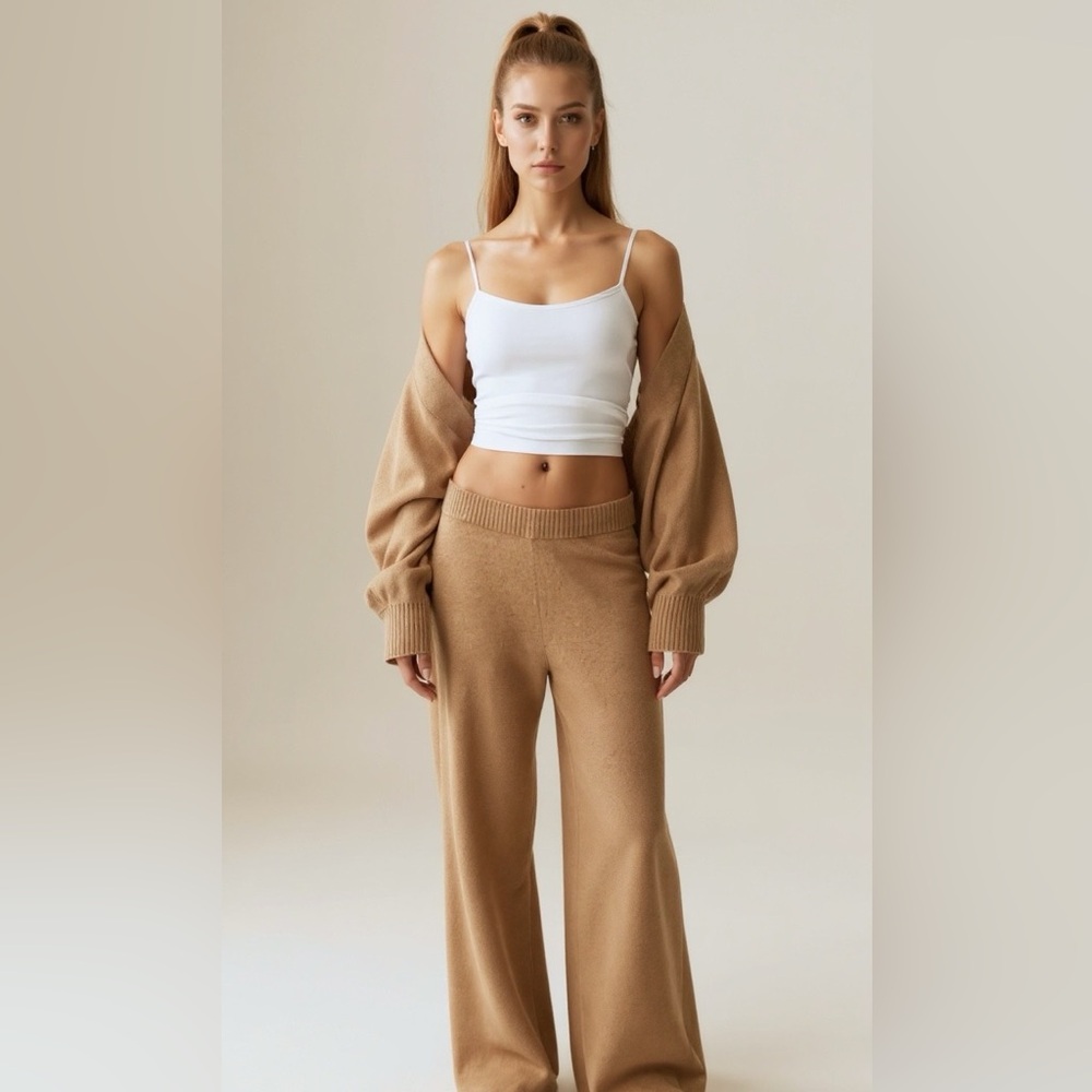 H&M Premium Selection XS Wide-leg High Waist Loose Fit Cashmere Pants Size 0